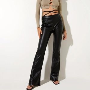 Motel Rocks | Vegan Leather Zerbe Flare Trouser in Black, S